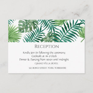 Tarjeta de recepción de hojas tropicales acuáticas