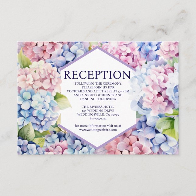 Tarjeta de Recepción de Hortensias (Anverso)