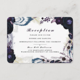 Tarjeta de Recepción de Invierno con Floral Púrpur