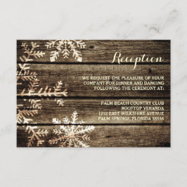 Tarjeta de recepción de invierno rústica de madera