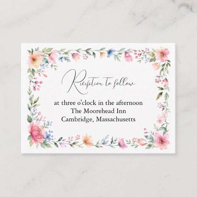 Tarjeta de Recepción de Jardín de Acuarela (Anverso)