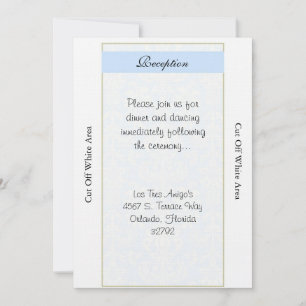 Tarjeta de recepción de la boda azul/blanca