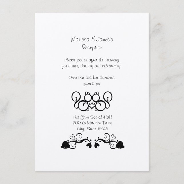 Tarjeta de recepción de la boda de amor de ardilla (Anverso)