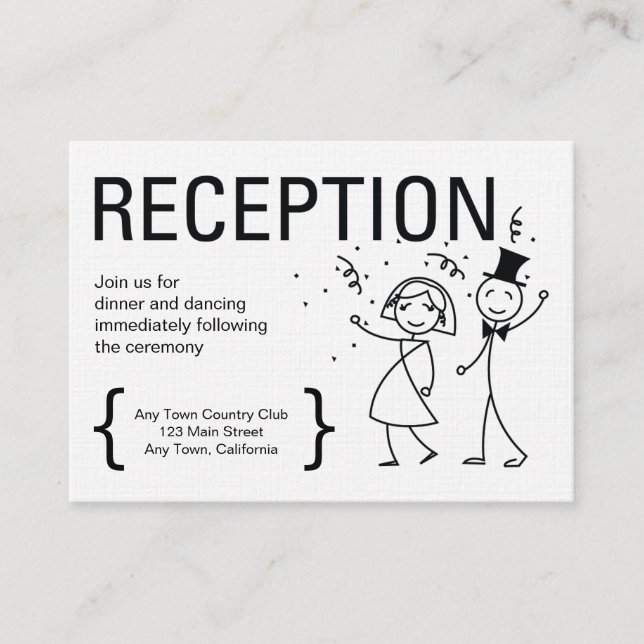 Tarjeta de recepción de la boda de amor simple (Anverso)
