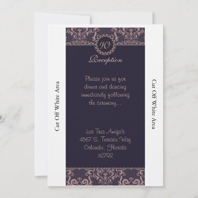 Tarjeta de recepción de la boda de la encía de la  (Anverso)