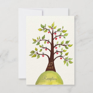 Tarjeta de recepción de la boda del árbol verde ac