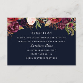 Tarjeta de recepción de la boda floral de la Marin