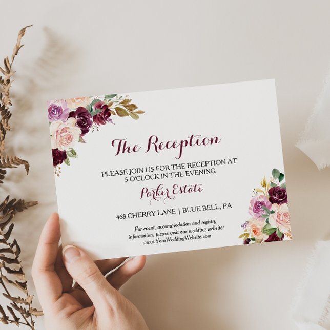 Tarjeta de recepción de la boda floral verde Rubor (Subido por el creador)