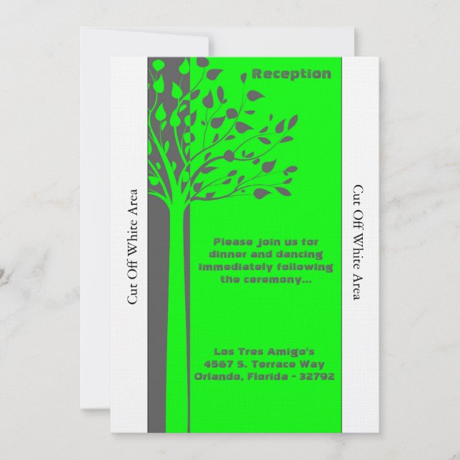 Tarjeta de recepción de la boda verde gris/neón (Anverso)
