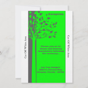 Tarjeta de recepción de la boda verde gris/neón