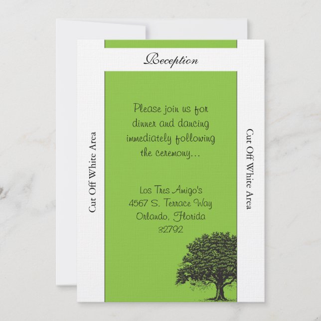 Tarjeta de recepción de la boda verde/negra de pri (Anverso)