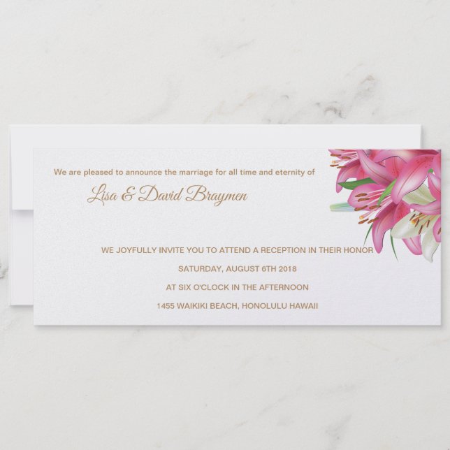 Tarjeta de recepción de la invitación a la boda de (Anverso)