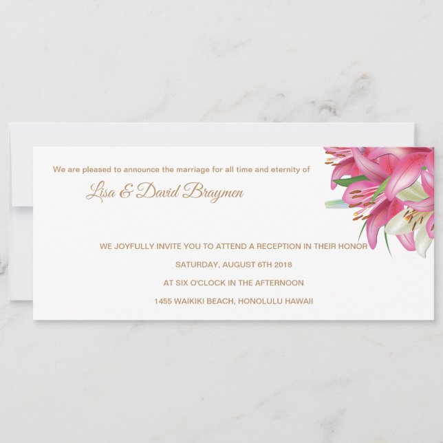 Tarjeta de recepción de la invitación a la boda de (Anverso)