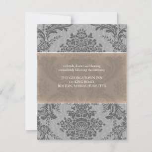 Tarjeta de recepción de lavanda elegante Damasco