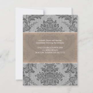 Tarjeta de recepción de lavanda elegante Damasco