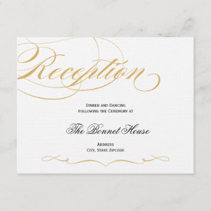 Tarjeta de Recepción de Letra Elegante - Dorado y