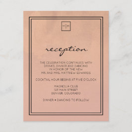 Tarjeta de recepción de lujo burgundy y rosa pálid