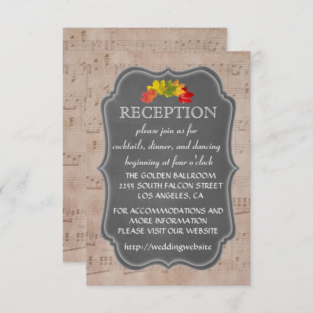 Tarjeta de recepción de música de otoño Country (Anverso / Reverso)