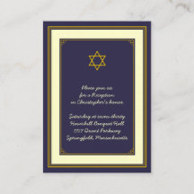 Tarjeta de recepción de Navy & Gold Bar Mitzvah