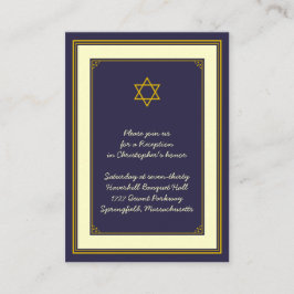 Tarjeta de recepción de Navy & Gold Bar Mitzvah