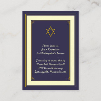Tarjeta de recepción de Navy & Gold Bar Mitzvah
