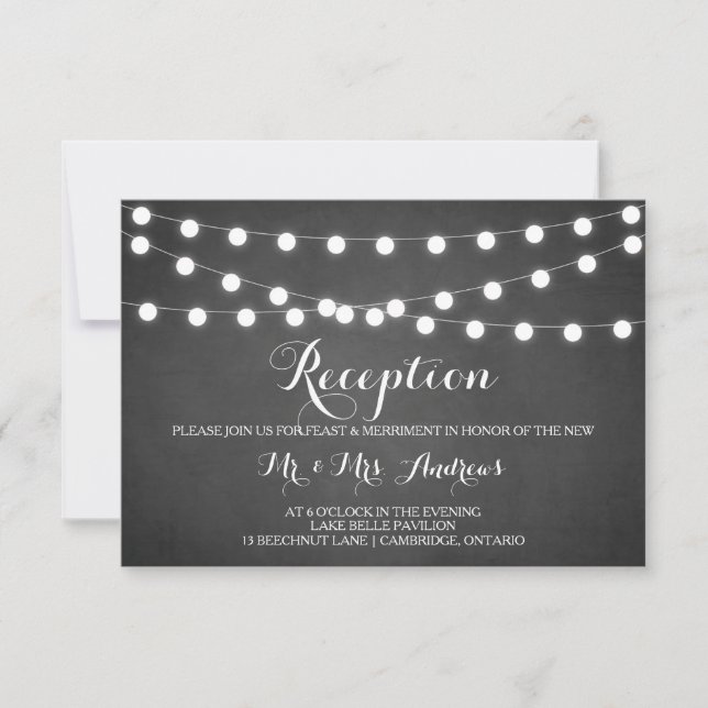 Tarjeta de Recepción de Pizarra con Luces de Hadas (Anverso)