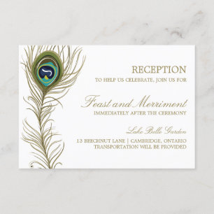 Tarjeta de Recepción de Pluma de Pavo Real Caprich