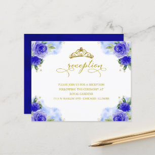 Tarjeta de recepción de quinceañera azul real econ