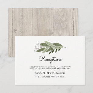 Tarjeta de recepción de ramitas de boda rústica