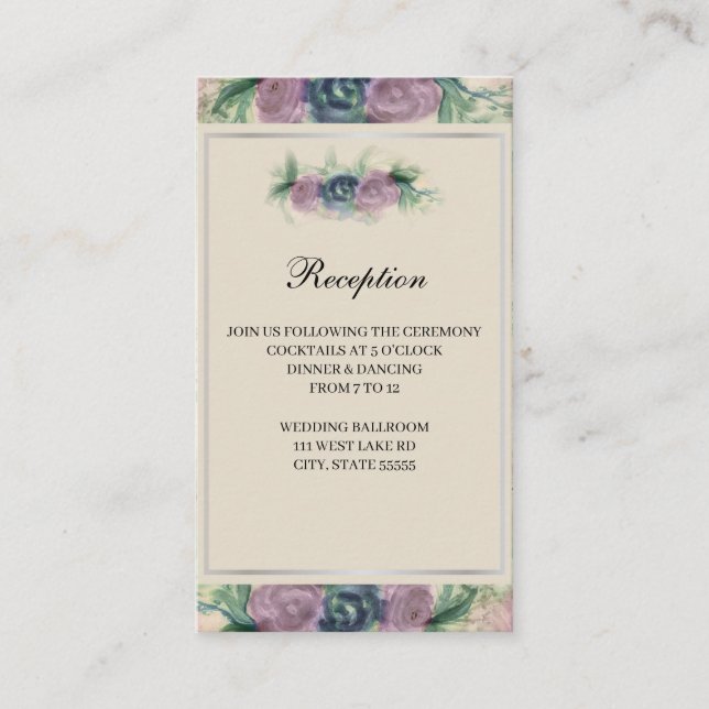 Tarjeta de recepción de Rosa de acuarela floral (Anverso)