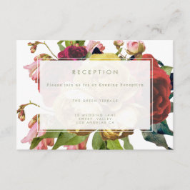 Tarjeta de recepción de Rosa Vintage para bodas en