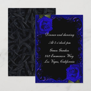 Tarjeta de Recepción de Rosas Azules Goth Elegante