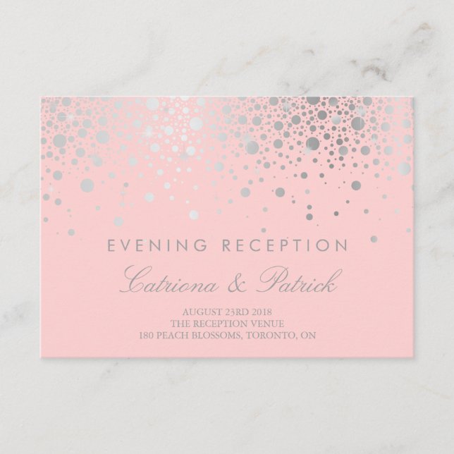 Tarjeta de recepción de Rubor Faux Relieve metaliz (Anverso)