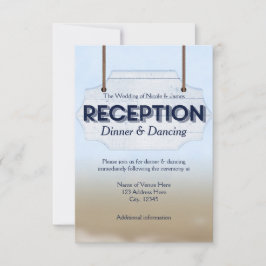 Tarjeta de recepción de señaligen de madera blanca