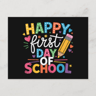Tarjeta De Recepción De Vuelta A La Escuela Feliz Primer Día Del Profes