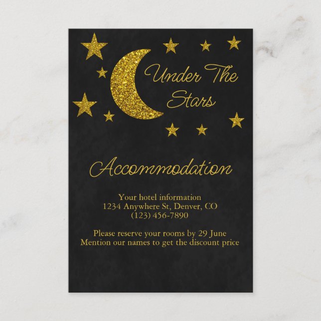 Tarjeta De Recepción Debajo De Las Estrellas Alojamiento De Cumpleaños (Anverso)