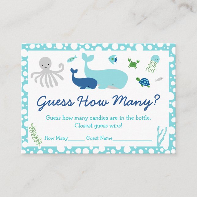 Tarjeta De Recepción Debajo Del Mar Adivinen Cuántos Juegos (Anverso)