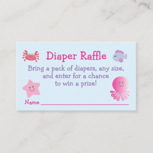 Tarjeta De Recepción Debajo del mar Bebé Chica Ducha Diaper Raffle