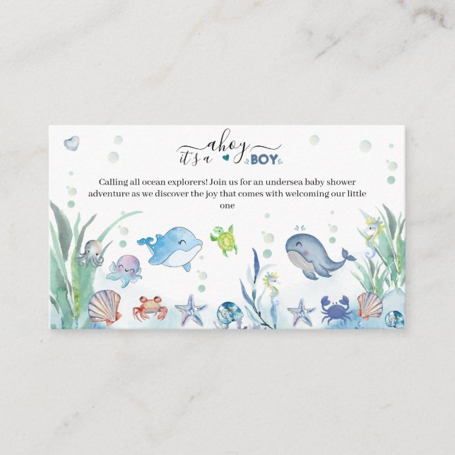 Tarjeta De Recepción debajo del mar hay un niño animales del océano (Anverso)