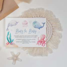 Tarjeta De Recepción Debajo del mar: Libros náuticos de Baby Shower par