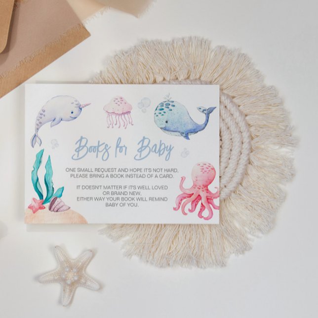 Tarjeta De Recepción Debajo del mar: Libros náuticos de Baby Shower par (Subido por el creador)