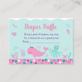 Tarjeta De Recepción Debajo Del Mar Púrpura Rosa Nena Diaper Raffle