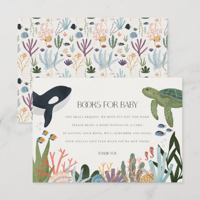 Tarjeta De Recepción Debajo del Sea Books for Baby Invite Insertar (Anverso / Reverso)