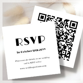 Tarjeta De Recepción Deco de arte blanco | Código QR | RSVP de boda