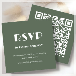 Tarjeta De Recepción Deco de Arte Verde Forestal | Código QR | RSVP de 