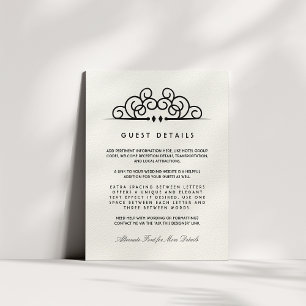 Tarjeta De Recepción Deco Flourish Boda Información de invitado