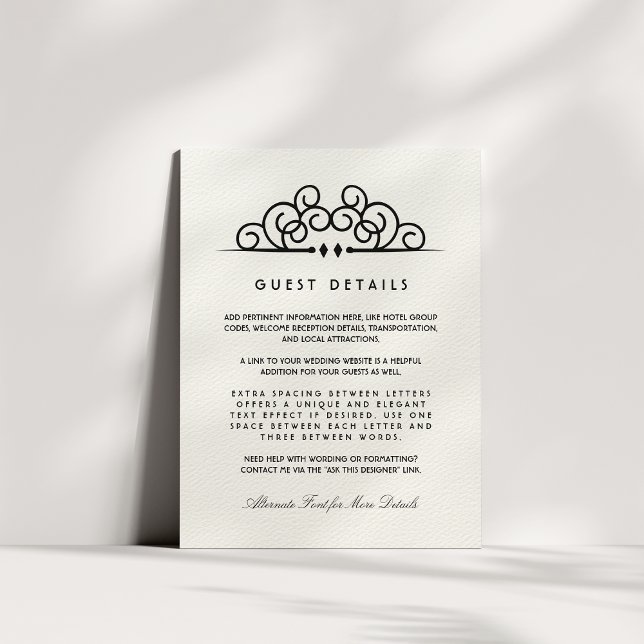 Tarjeta De Recepción Deco Flourish Boda Información de invitado (Subido por el creador)