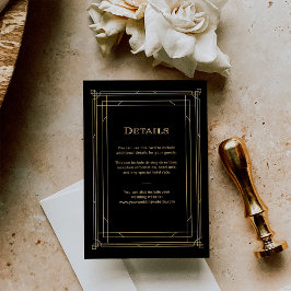 Tarjeta De Recepción Deco moderno | Detalles del invitado de Boda negro