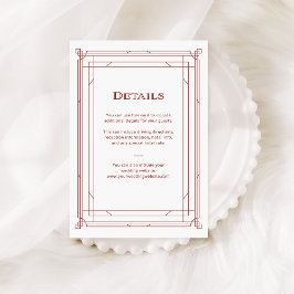 Tarjeta De Recepción Deco moderno | Detalles del invitado de Boda rojo 