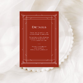 Tarjeta De Recepción Deco moderno | Detalles del invitado del Boda rojo
